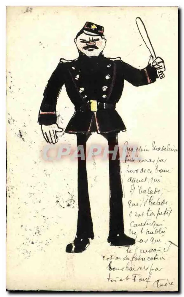 Polizisten — Karikatur eines Polizisten — Paris, unbekannter Verleger - Vorderseite