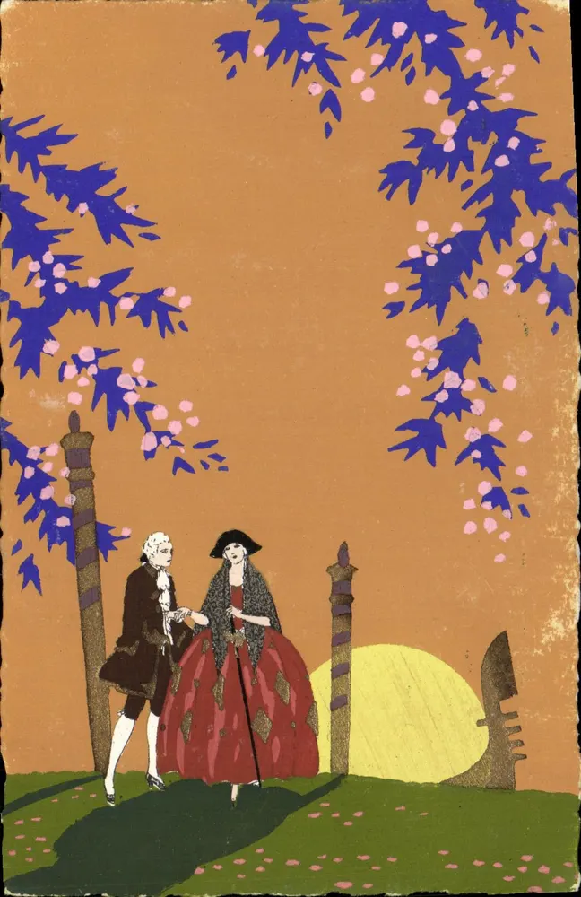 Zwei Personen in historischem Kleid — Garten-Szene — ARS NOVA, gedruckt in Italien - Vorderseite