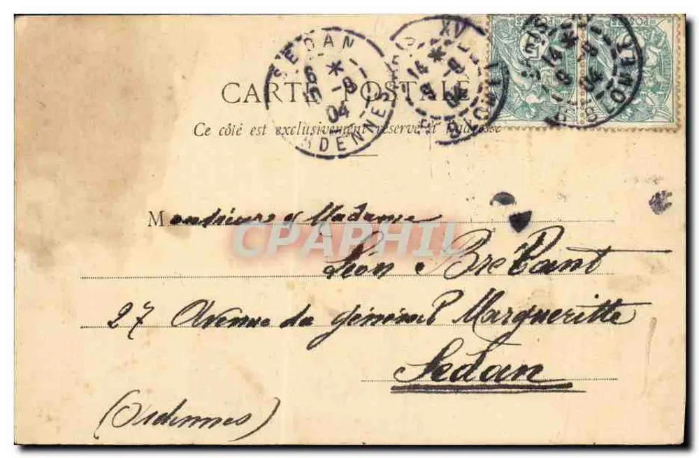 Matrose, der eine Pfeife raucht — La Chique — Phototypie A. Bergerat & Cie, Nancy - Rückseite