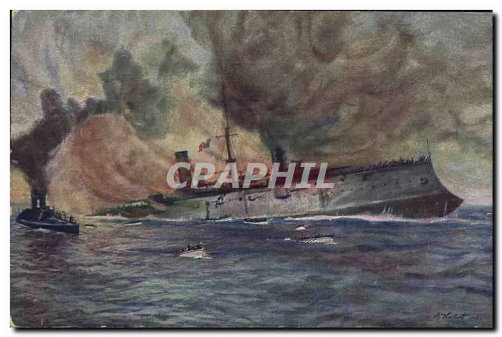 Submarino italiano — naufrágio — editor A. HUBERT & Cie, Berlim - Frente