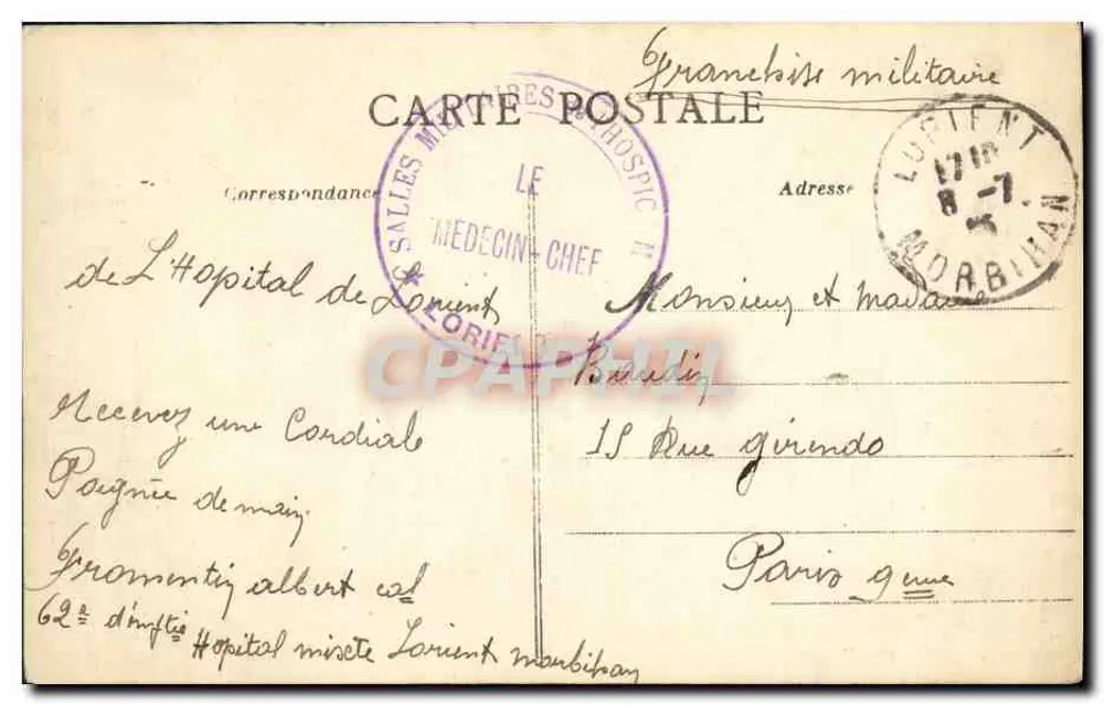 Cruzador de Escadra — Vérité — Coleção A. Wacon, St-Brieuc - Verso