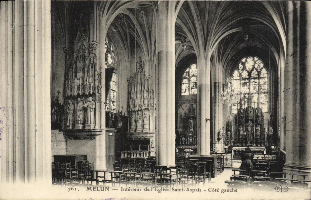 MELUN — Innere des Kirchens von Saint-Aspais — Linksseitig — Verlag ELD, Nr. 761 - Vorderseite
