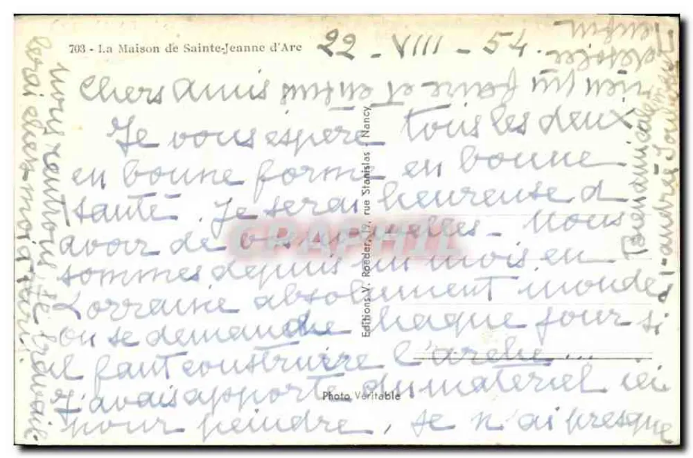 A Casa de Santa Joana d'Arc — Nancy — Edições V. Roeder - Verso