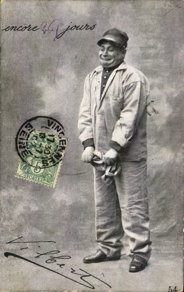 Mann in Uniform — Karikatur eines Gefangenen — Verlag Vilbhart, Nr. 54 - Vorderseite