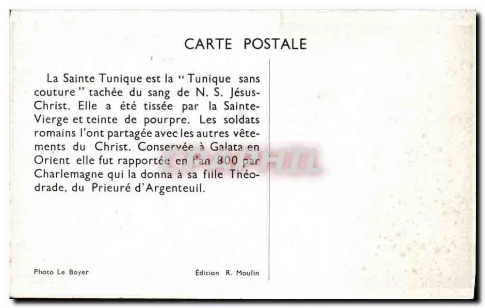 De Heilige Tuniek van N.S. J. Christus — Uitgave R. Moulin - Achterkant