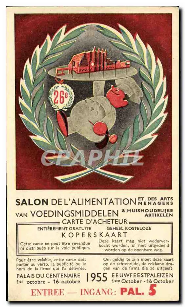 Salon de l'Alimentation et des Arts Ménagers — Palais du Centenaire — Éditeur MELI BIJENHALLEN - Frente