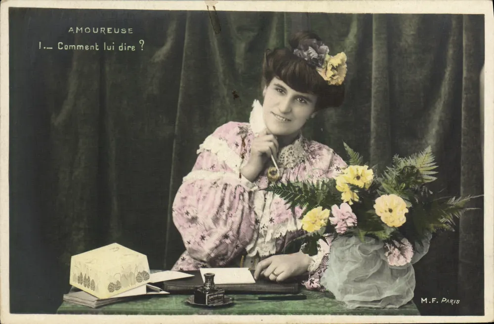 Liebende Frau — Wie soll ich es ihr sagen? — M.F. Paris - Vorderseite