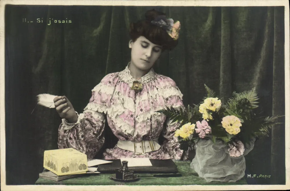 Frau mit Feder — M.F. PARIS — n°11 - Vorderseite