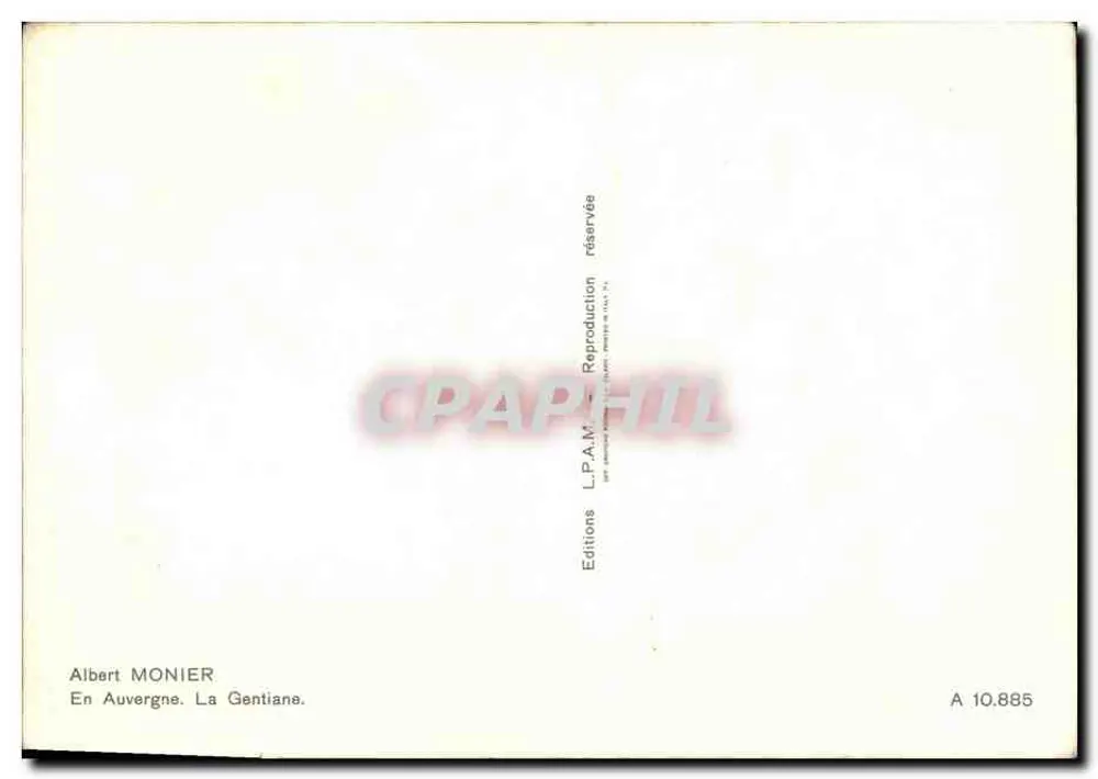 La Gentiane — Auvergne — Uitgaven Albert Monier n°10.885 - Achterkant