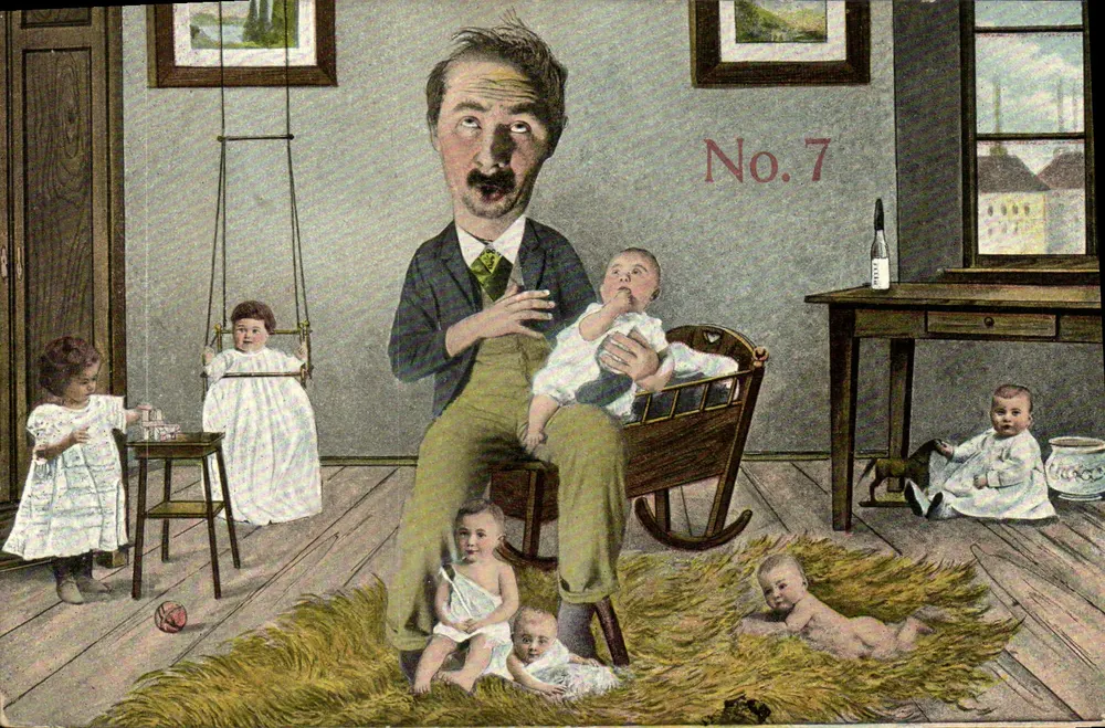 Pai com seus filhos — série No. 7 — K.F. Editeurs, Paris - Frente