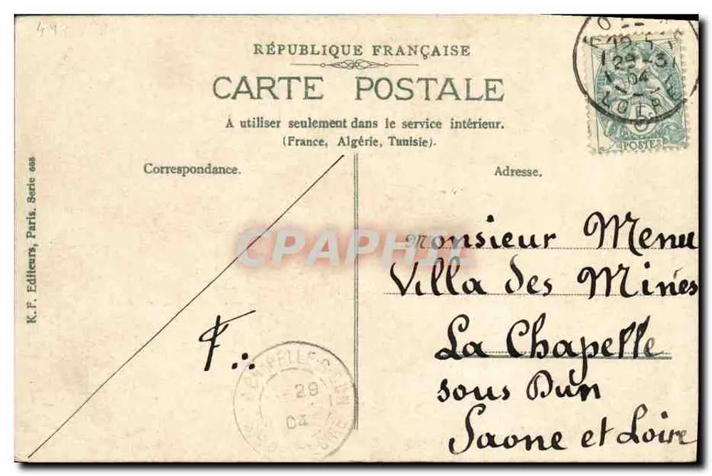 Pai com seus filhos — série No. 7 — K.F. Editeurs, Paris - Verso