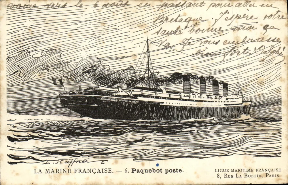 Die französische Marine — 6. Postdampfer — Französische Maritime Liga - Vorderseite