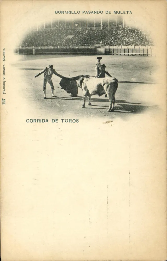 Stierkampf — Bonarillo mit der Muleta — Hausen y Menet, n° 127 - Vorderseite