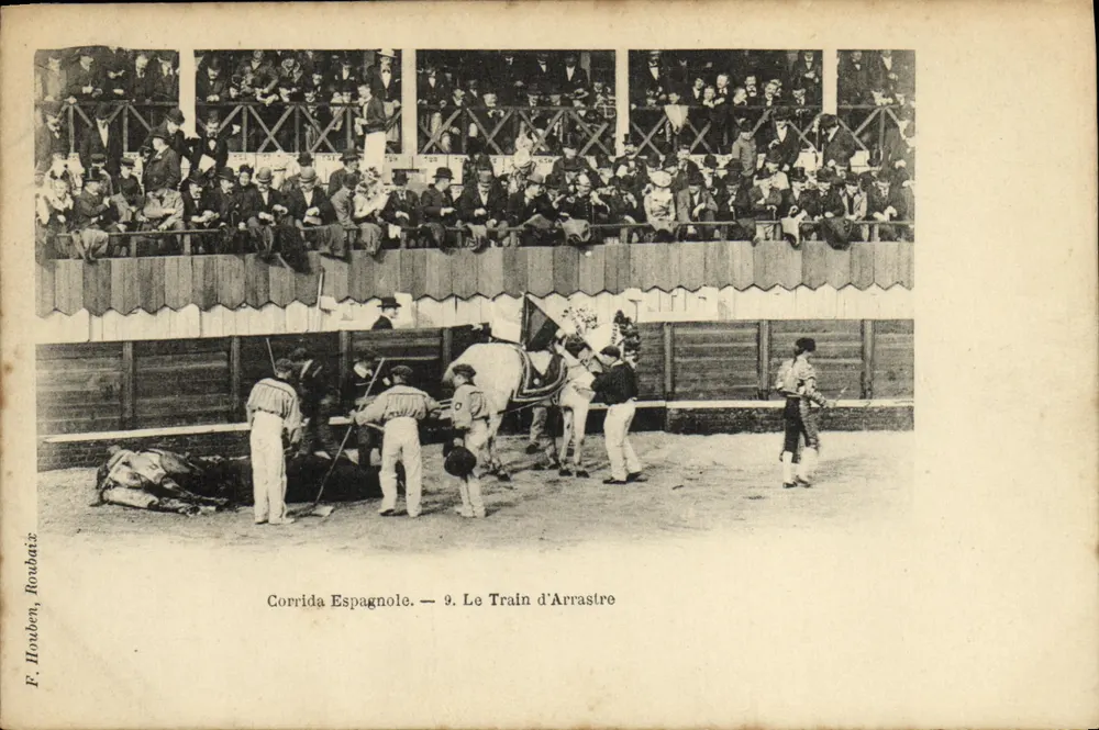 Spanische Stierkampf — Der Train d'Arrastre — F. Houben, Roubaix - Vorderseite