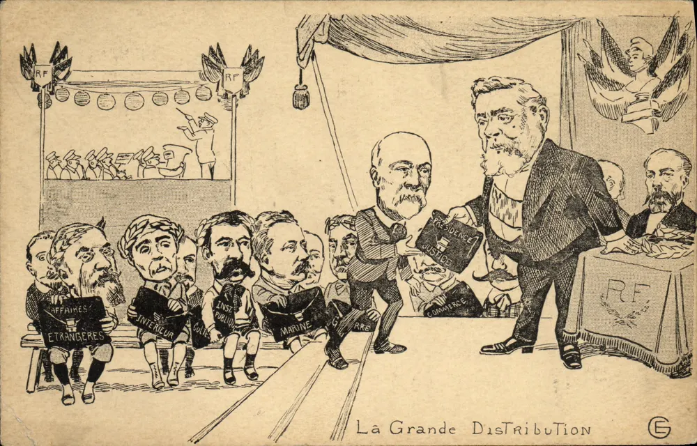 La Grande Distribution — Politieke tekening — Uitgever G. (ondertekend) — serie-nummer niet zichtbaar - Voorkant
