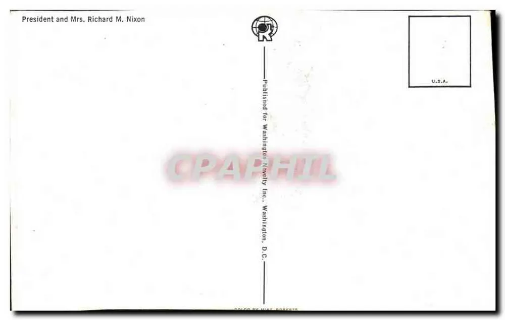 Präsident und Frau Richard Nixon — Porträts — Published for Washington Novelty Inc. Washington, D.C. - Rückseite