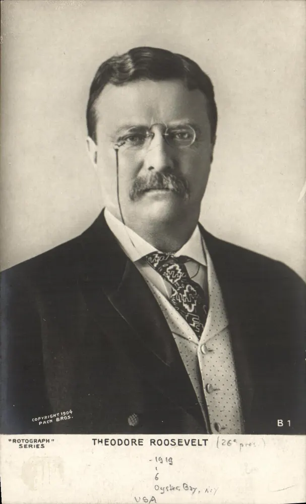 Theodore Roosevelt — 26. Präsident — Pach Bros. « Rotograph » Serie B1 - Vorderseite