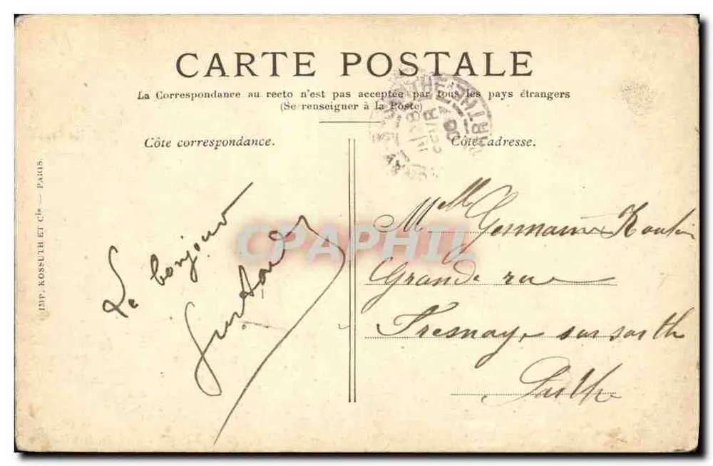 Seine Majestät Alphonse XIII an den Halles. Der offizielle Zug — Angeboten von der Maison Beaufls & Cie. — Verlag Kossuth - Rückseite