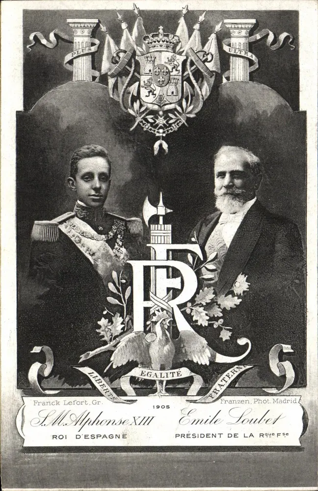 S.M. Alphonse XIII — Emile Loubet — 1905 — Franzen, Phot. Madrid - Vorderseite