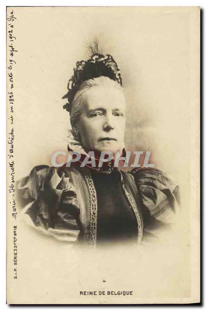 Marie-Henriette da Áustria — Rainha da Bélgica — S.I.P. Série 33° N°12 - Frente