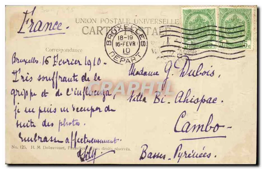 Dynastia belga — três retratos de membros da família real — editor H.M. Dobrecourt, n°125 - Verso