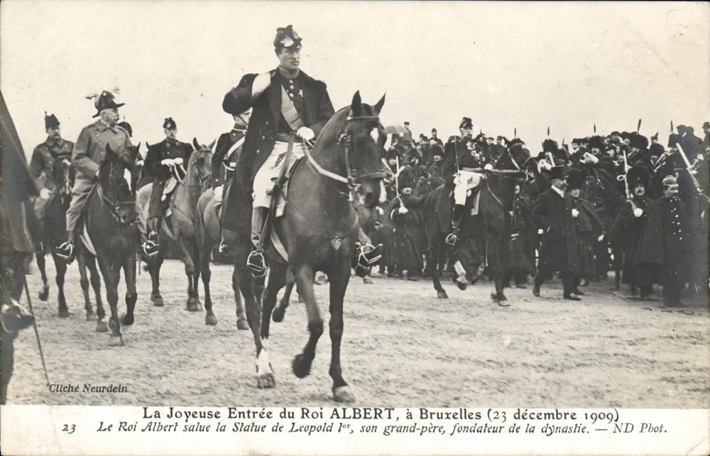 Die fröhliche Einzug des Königs ALBERT in Brüssel (23. Dezember 1909) — ND Phot. - Vorderseite