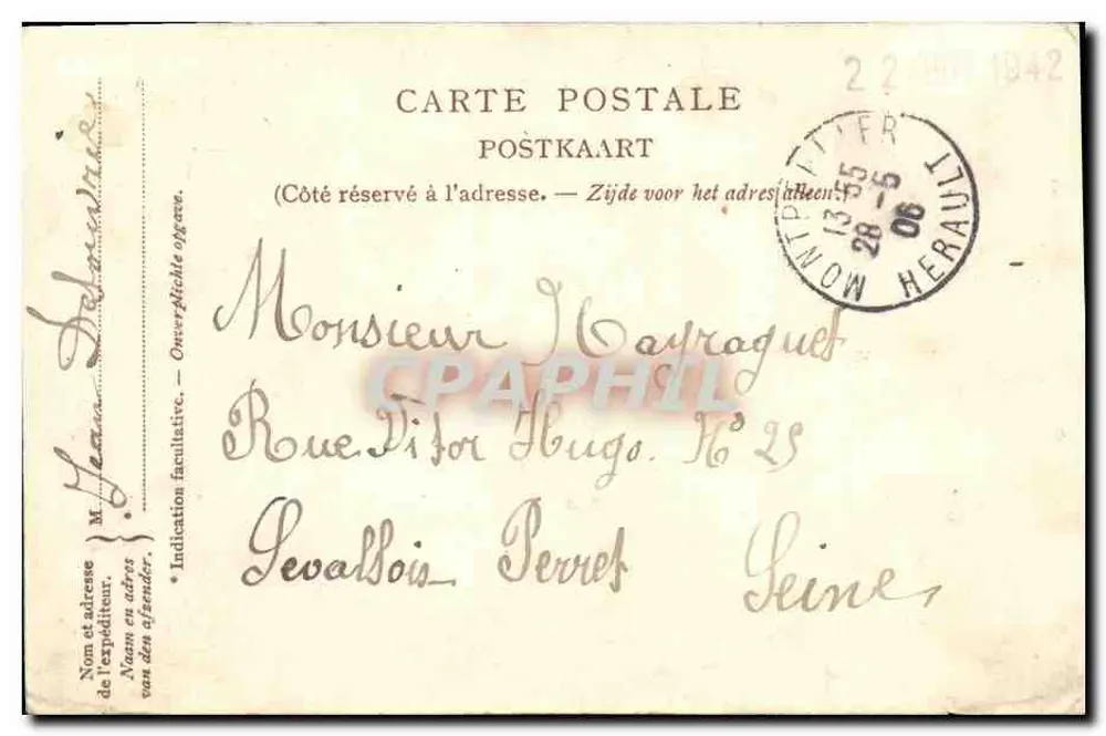 Erinnerungskarte — Ansicht der Belgien mit den neun Provinzen — Verlag Déposé - Rückseite