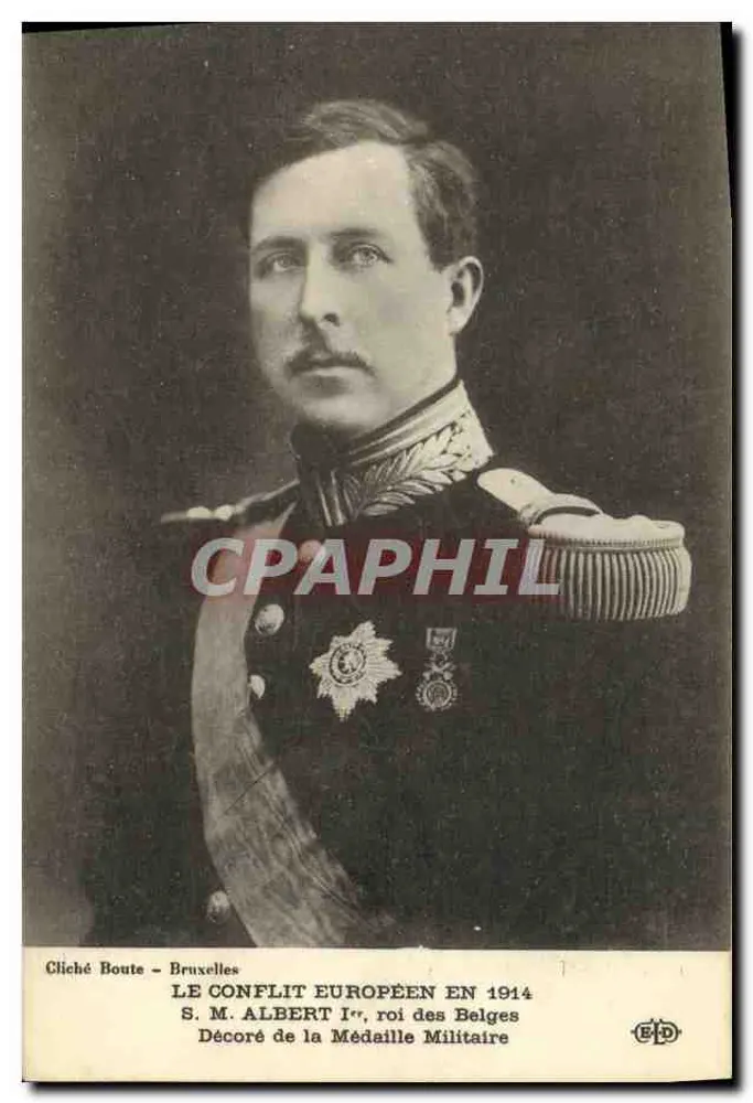 Seine Majestät Albert I., König der Belgier — Mit der Militärmedaille ausgezeichnet 1914 — Cliché Boute - Brüssel - Vorderseite