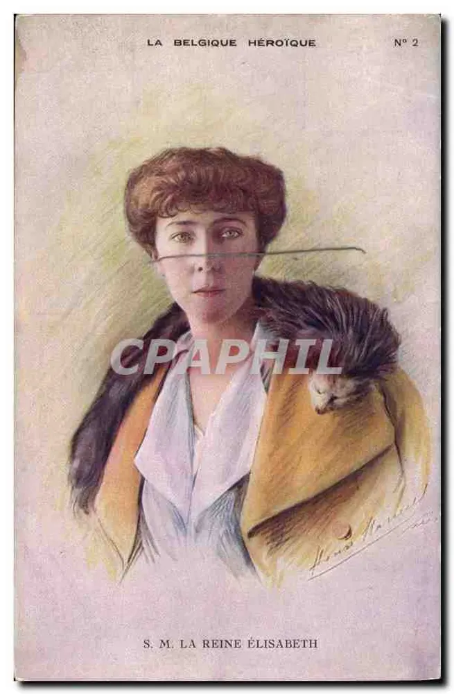 S.M. Królowa Elżbieta — Belgia Heroiczna — nr 2 — Wydawca: Henri Marchal - Awers