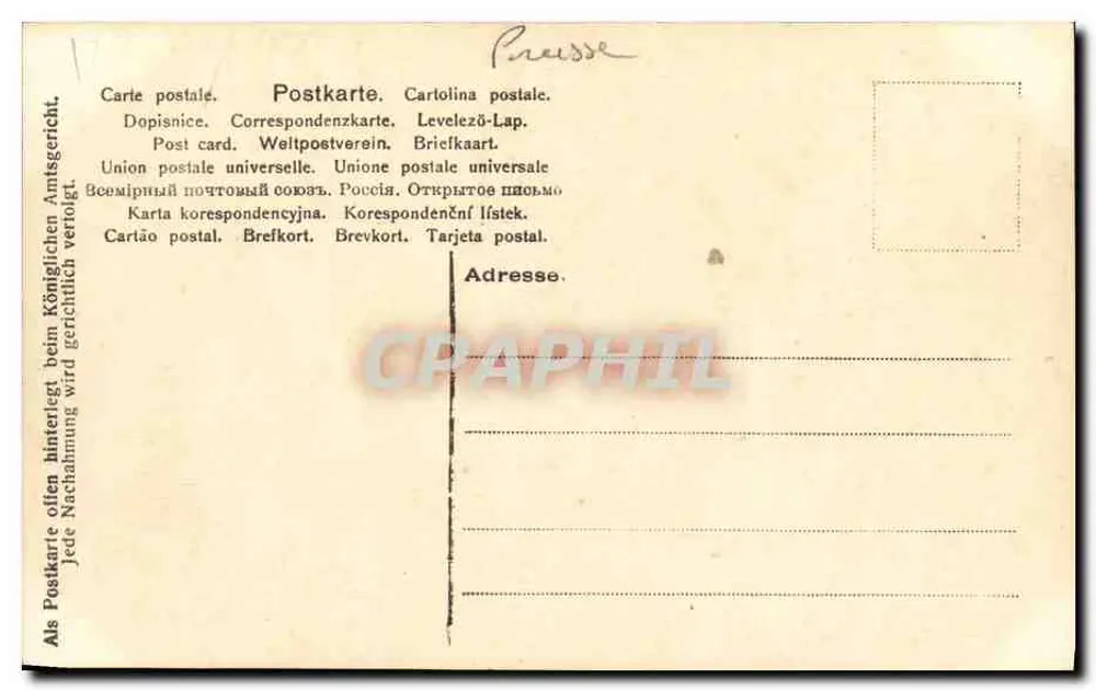 Imperador Guilherme II e imperatriz Vitória da Rússia — fotografia assinada — editor desconhecido - Verso