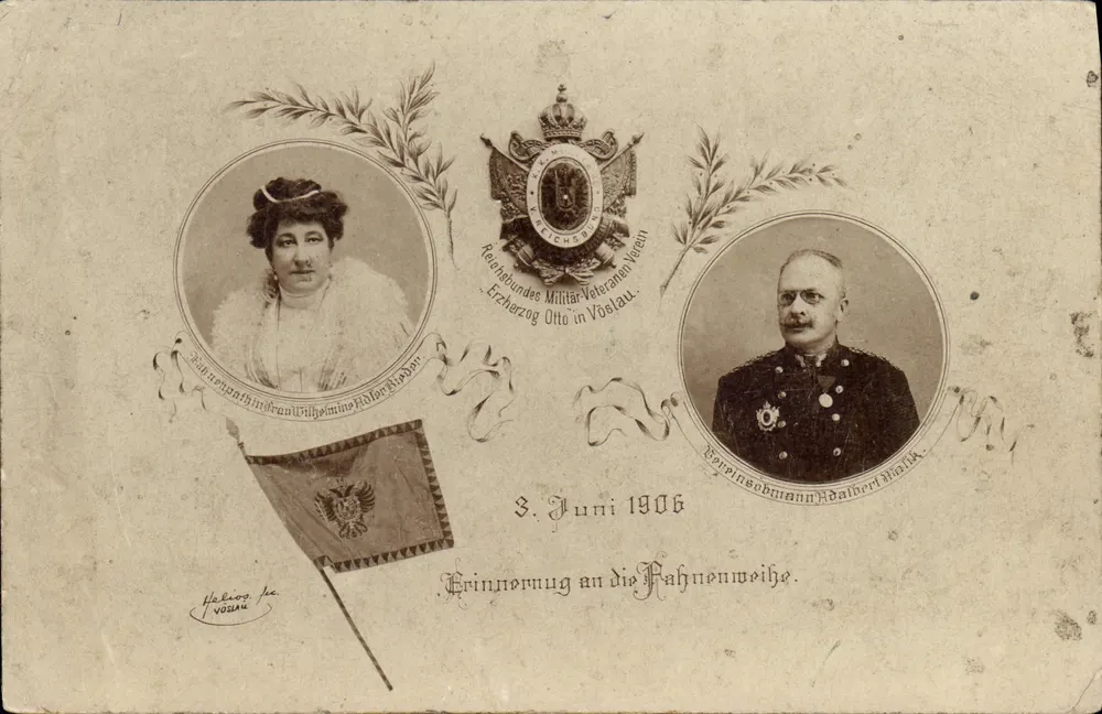 Erinnerung an die Rahmenweihe — Erzherzog Otto in Voslau — 9. Juni 1906 — Foto. Atelier Helios Voslau - Vorderseite