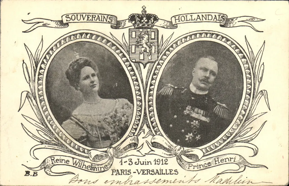 Königin Wilhelmine und Prinz Heinrich — Besuch in Paris-Versailles — B.B. - Vorderseite
