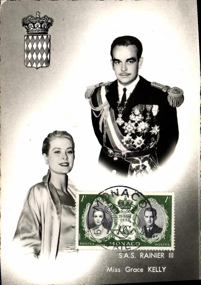 S.A.S. Rainier III e Miss Grace Kelly — Mônaco — editor desconhecido, número de série não visível - Frente