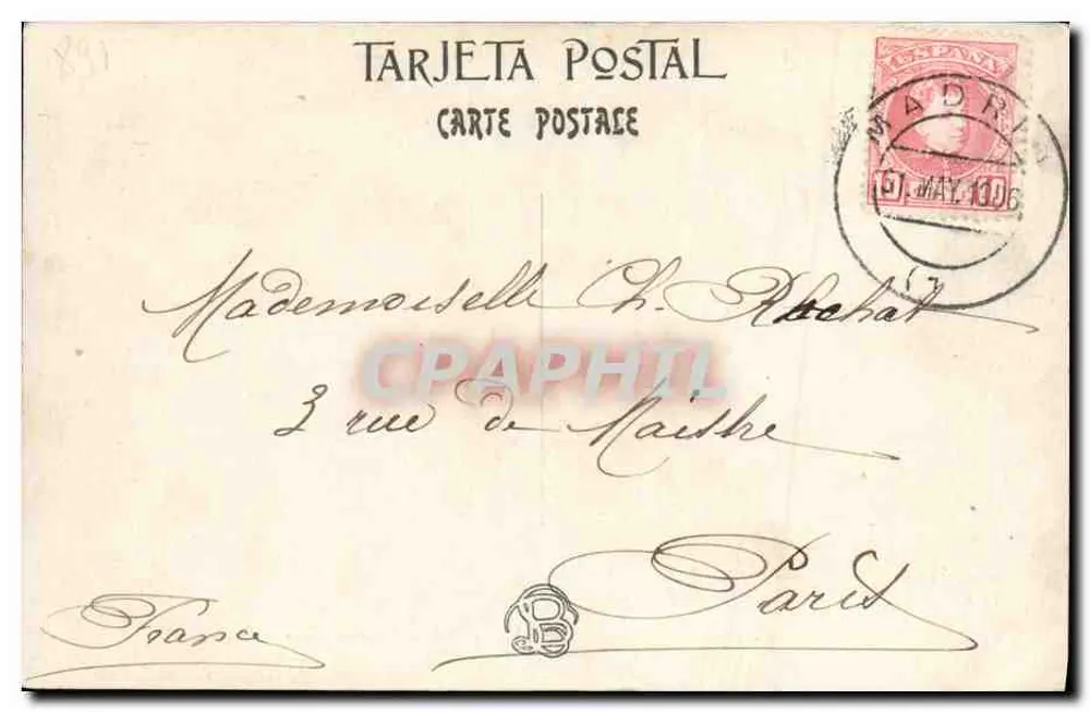 Alfonso XIII und Victoria E. de Batthyány — Olióné Resines, San Sebastián — Verlag nicht sichtbar - Rückseite