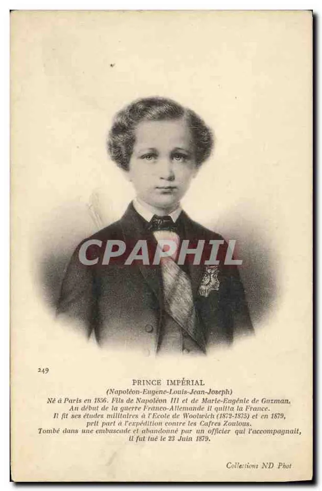 Príncipe Imperial — Nascido em Paris em 1856, morto em 1879 — Coleções ND Phot, n° 249 - Frente