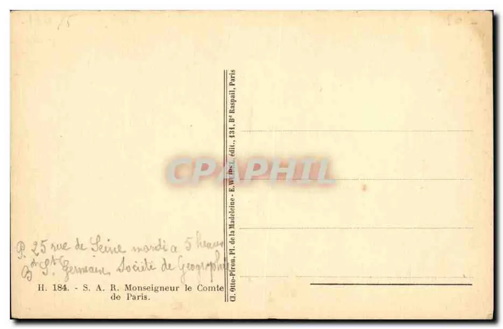 Retrato de um homem — editor E. W. P. L. — n° H. 184 - Verso
