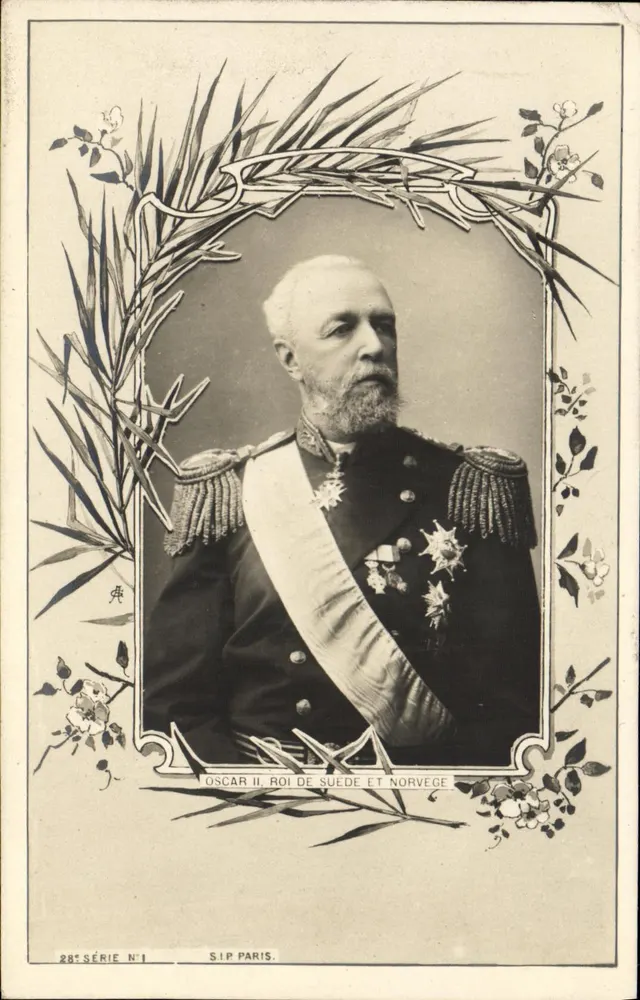 Oscar II, König von Schweden und Norwegen — Portrait in Uniform — SIP Paris, 28. Serie Nr. 1 - Vorderseite