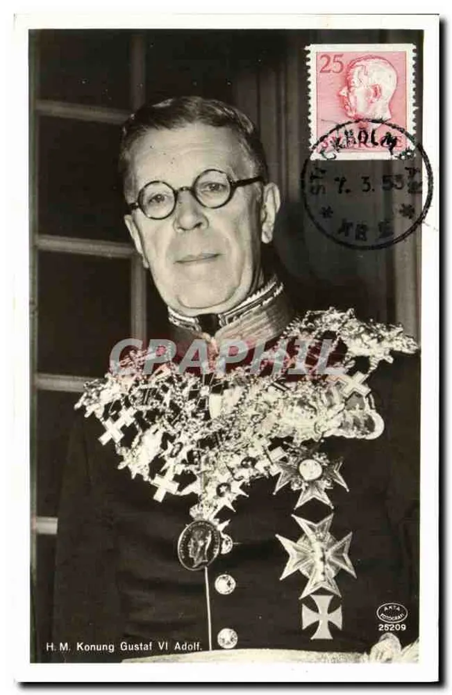 H.M. Konung Gustaf VI Adolf — rei da Suécia — editor ARKA FOTOGRAF - Frente