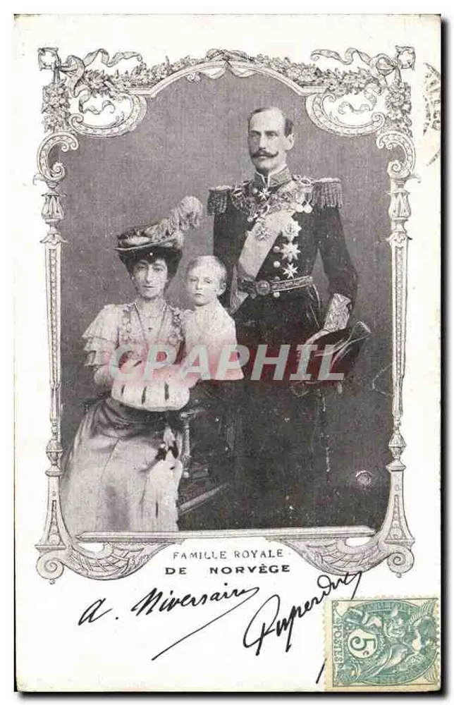 Família Real da Noruega — A. Miversain, editor, número de série não visível - Frente
