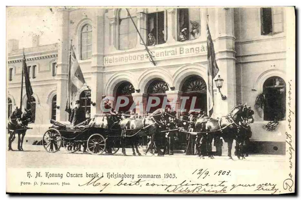Besuch Seiner Majestät König Oscars in Helsingborg — Sommer 1903 — Foto P. FANGNITT, HBG - Vorderseite
