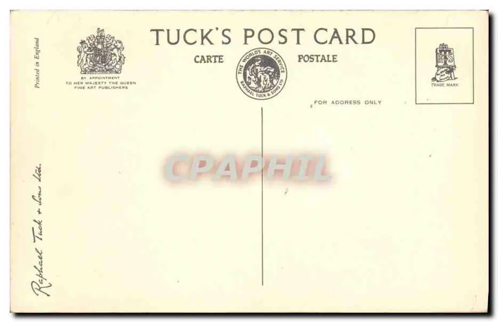 Rainha Elizabeth II — com coroa e pelúcia — Tuck's Post Card - Verso