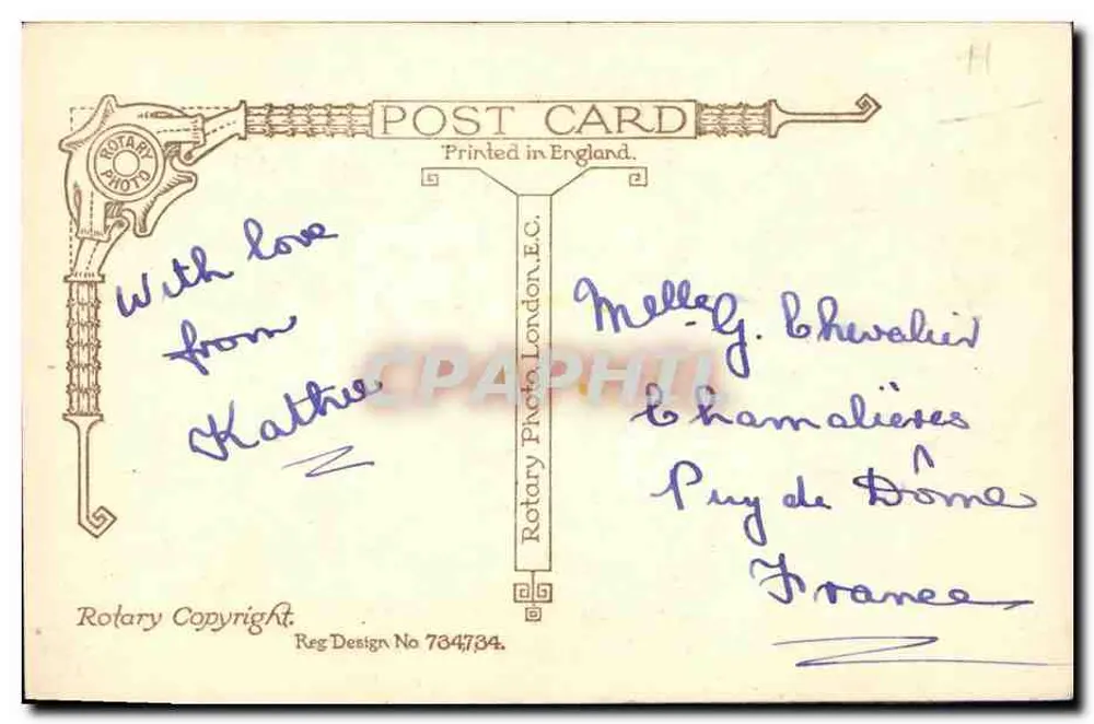 Rei George VI e Rainha Elizabeth — Lembrança do coroamento 12 de maio de 1937 — Rotary Photo, Londres - Verso