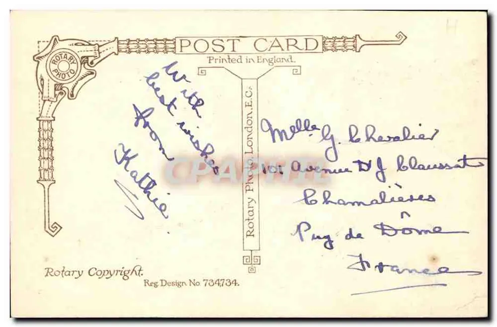 Sua Majestade o Rei George VI — retrato com traje kilt — Rotary Photo, n° K.4-3 - Verso