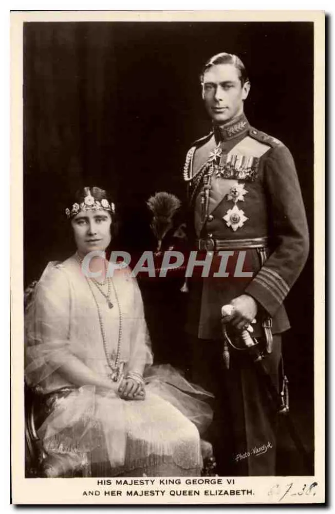 Sujeito: Retrato oficial de Sua Majestade o Rei George VI e Sua Majestade a Rainha Elizabeth — Foto Vandryk - Frente