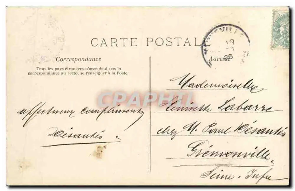 Mädchen mit schwarzem Hut — patriotisches Gedicht — Claryette, phot. Paris - Rückseite