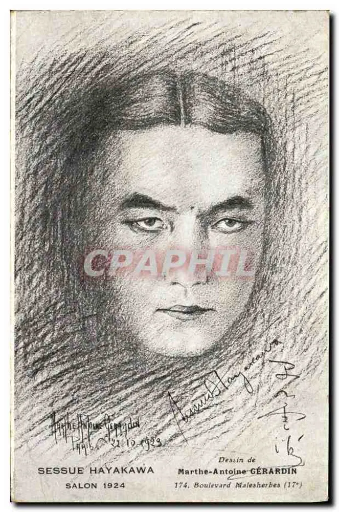 Sessue Hayakawa — Bleistiftporträt — Zeichnung von Marthe-Antoinette Gérardin - Vorderseite