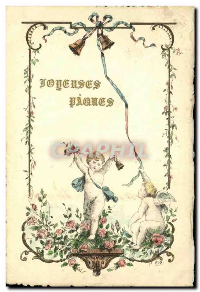 Cérberos brincalhões — Felizes Páscoas — PUG - Frente
