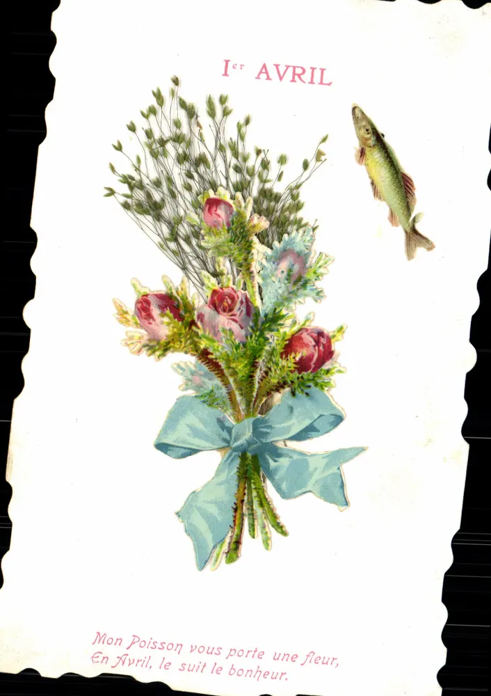 Bouquet van bloemen en vis — 1 APRIL — uitgever niet zichtbaar - Voorkant