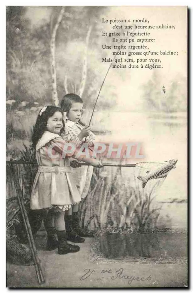 Zwei Kinder fischen — poetischer Text — Cie Paris - Vorderseite