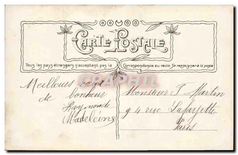 Mädchen mit Telefon — Verlag Croissant, Paris, n° 3756 — Bonne Année - Rückseite